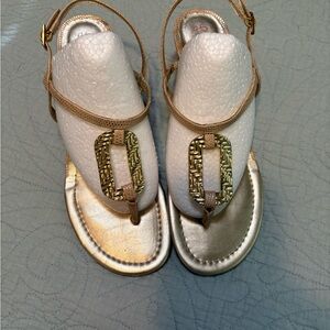 Lilly Pulitzer Gold and White Wedges